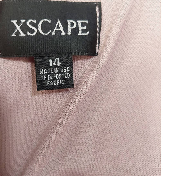 XSCAPE 14 1x plus pink Allison Scuba Crepe Ruffle Cutout Maxi Formal Dress B118 - Picture 5 of 12